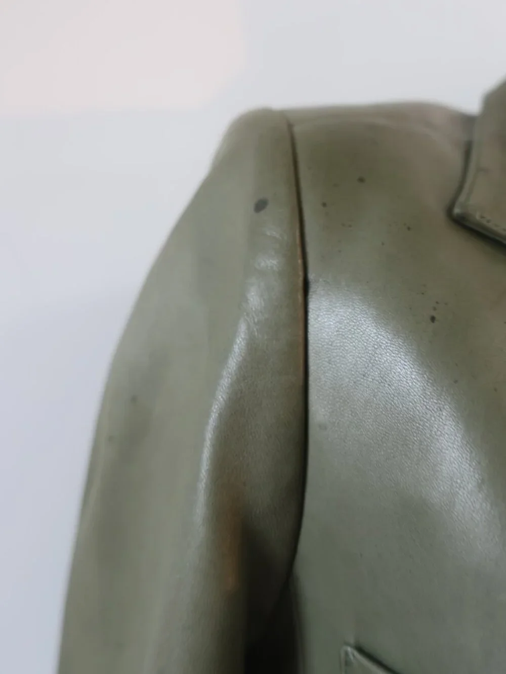 Womens Chanel Green Leather Belted Coat 36 EU/US 4 - Picture 4 of 16